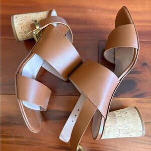 8 by Yoox Real Leather Tan Block Heel Sandals
